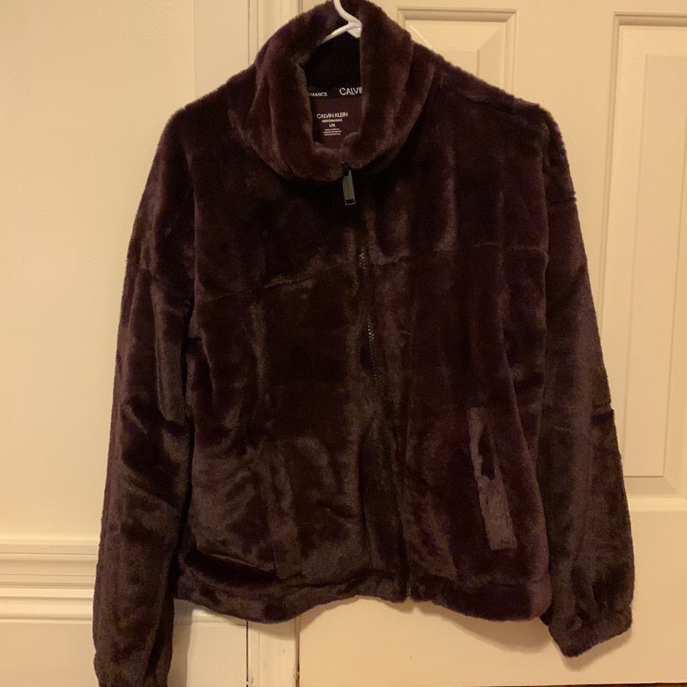 Calvin Klein Performance full zip faux fur jacket